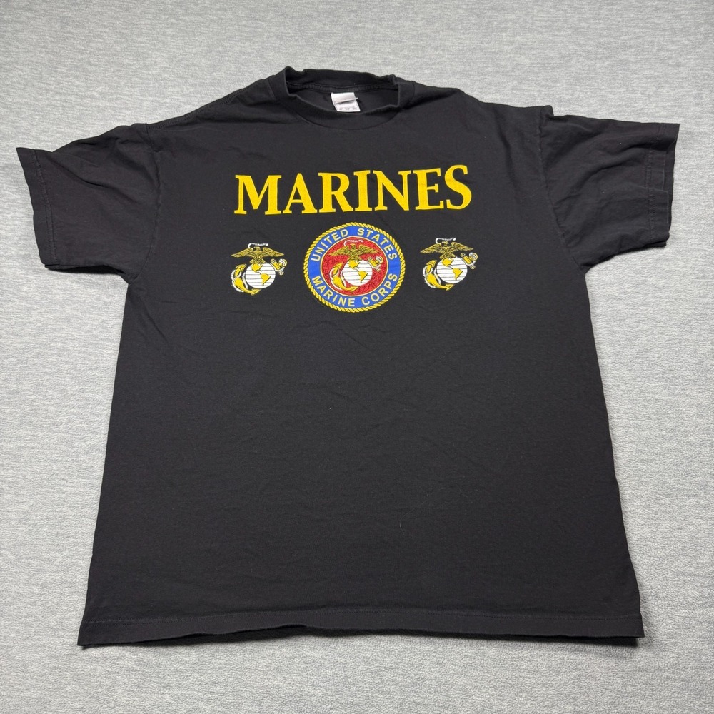 AAA‎ T-Shirt Men XL Black US Marine Corps Marines Globe Anchor Logo Military